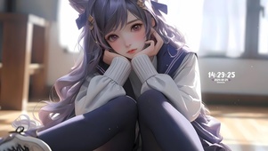 地板上的女孩