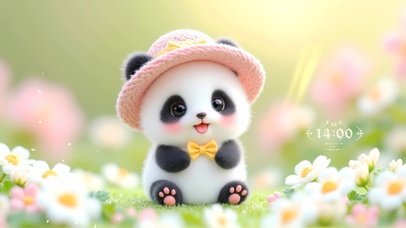 花丛里的熊猫崽崽