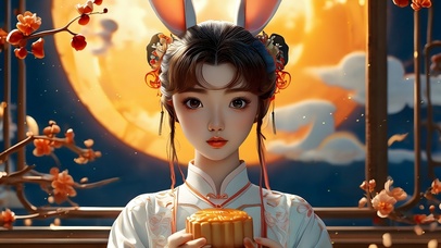 欢度中秋节玉兔仙子赠仙月饼