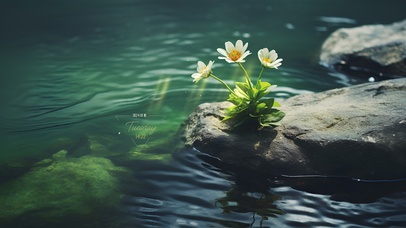 简约禅意水中花	