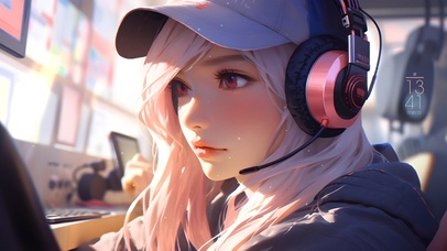 粉发电竞少女	4K