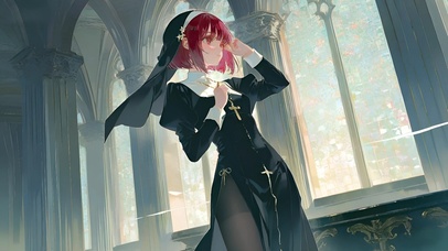 有马加奈-黑丝修女制服美女