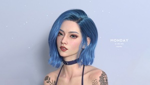 蓝发小姐姐