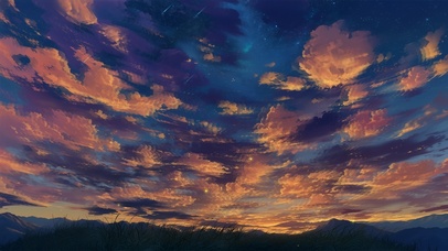 唯美山野夕阳