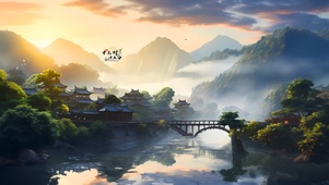 唯美古风意境山水