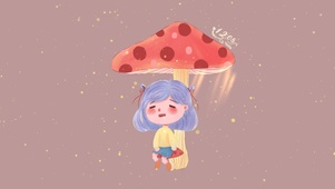 4K 蘑菇下的小女孩
