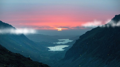 山谷夕阳落日晚霞
