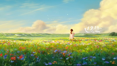 唯美治愈花海少女