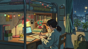 雨夜宿舍的学习日常