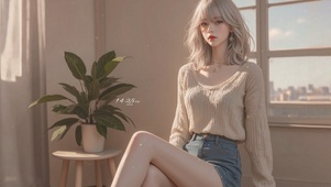 温暖毛衣女孩