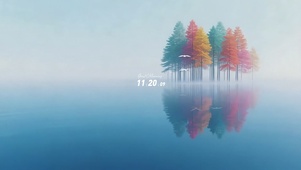 湖中小树倒影