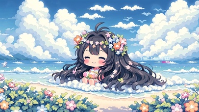 4k可爱海滩女孩