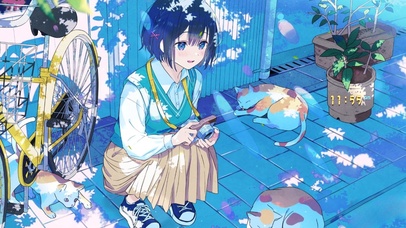 唯美治愈午后动漫女孩