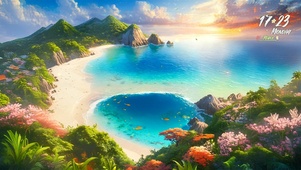 唯美夕阳海湖景