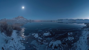 唯美治愈盐湖湖畔夜景