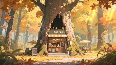 树洞中的咖啡店