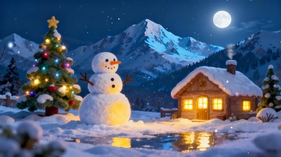 毛毡风格圣诞小屋雪人