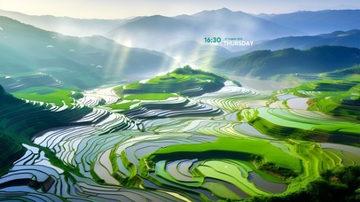 清晨 护眼梯田	