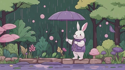 森林下雨天