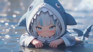 可爱の动态3D鲨鱼少女
