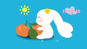 戴花小兔 时钟