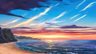 4K唯美治愈动漫夕阳海景