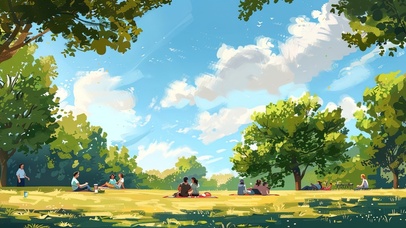 宁静的公园野餐时光