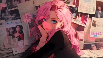 旧漫可爱粉发少女