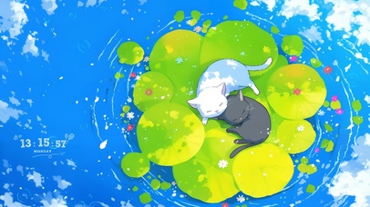 猫猫的夏日荷塘（水波）