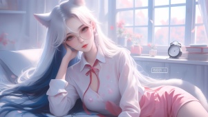 清纯治愈眼镜女孩