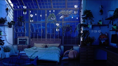 治愈夜晚温馨房间