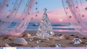 浪漫梦幻沙滩落日主题