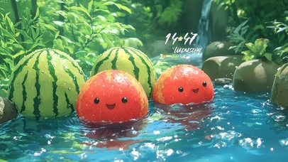 溪边可爱西瓜