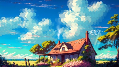 4k 治愈蓝天小屋