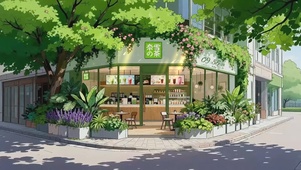 清新街角奶茶店