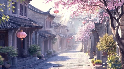 静谧无人古镇街道