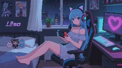 像素风电竞游戏少女