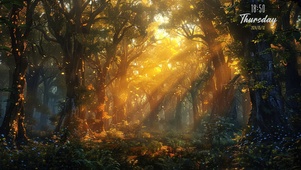 金色阳光神秘森林