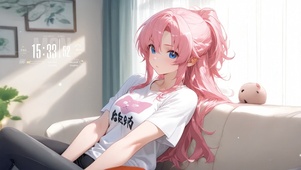 唯美房间粉发少女