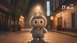 夜晚街头拉布布