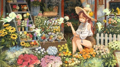 4K唯美治愈花店女孩