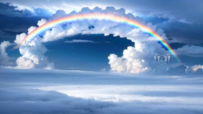 彩虹白云天空