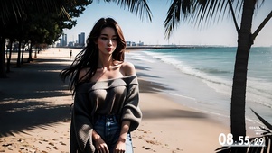 海风中的女孩