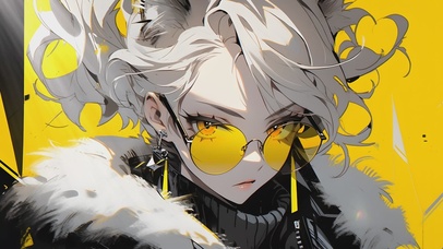 【4K】简约，墨镜插画少女