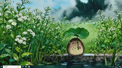 荷叶下躲雨的小刺猬