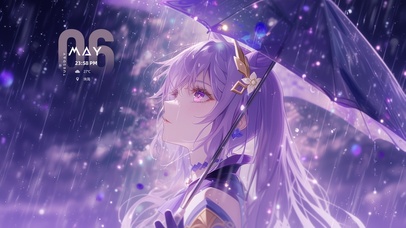 雪墨壁纸丨刻晴丨暮雨涟涟丨