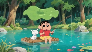 雨天钓鱼蜡笔小新