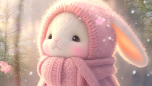 冬日毛绒兔兔