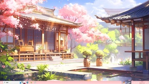 古风樱花庭院