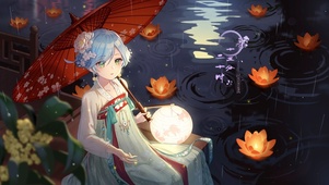 雨中古风少女